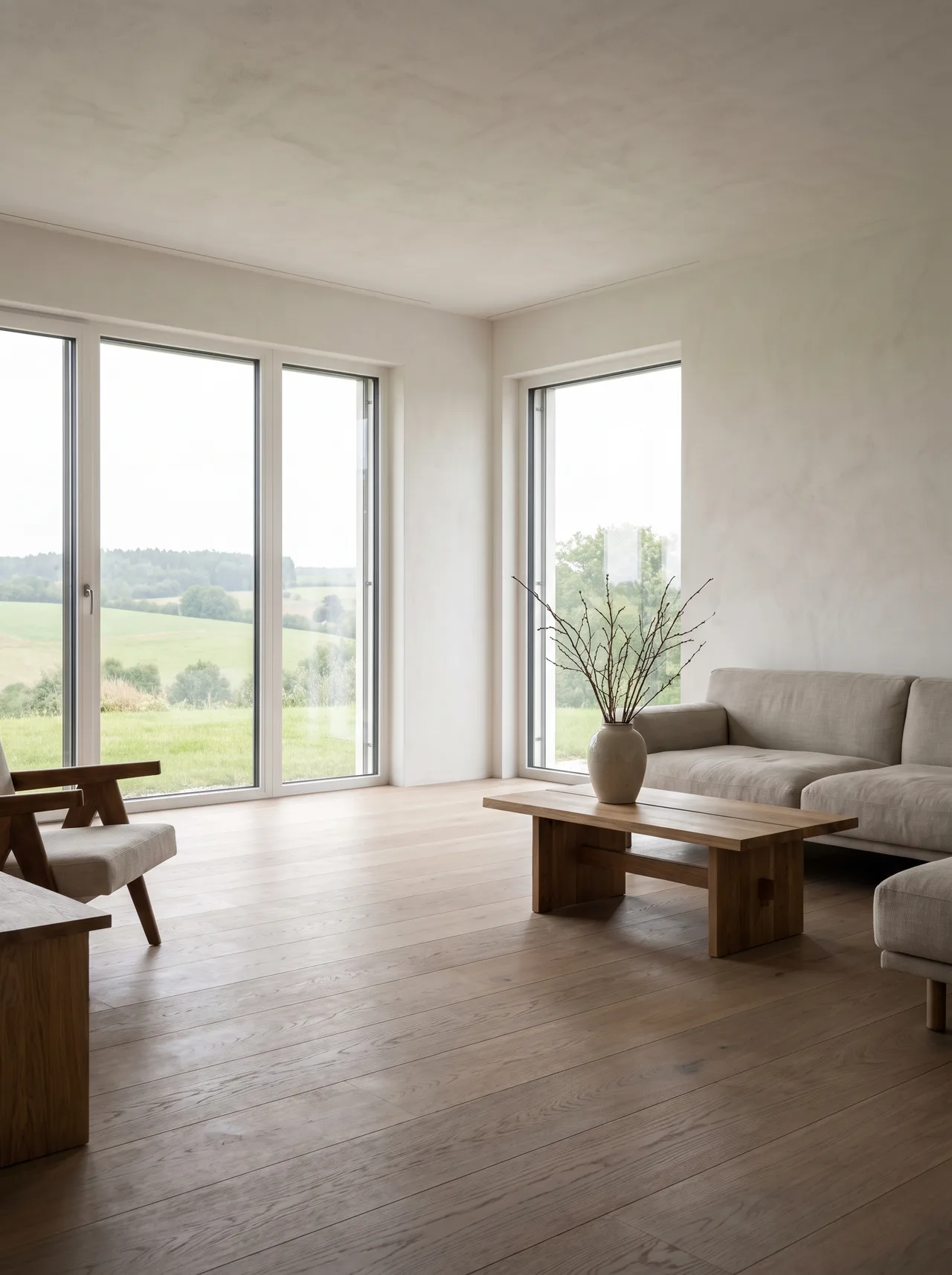Warmes Holz und weite Sichtachsen als Visualisierung