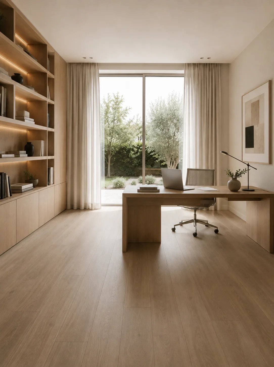 Holzoptik für einen ruhigen Arbeitsbereich als Visualisierung